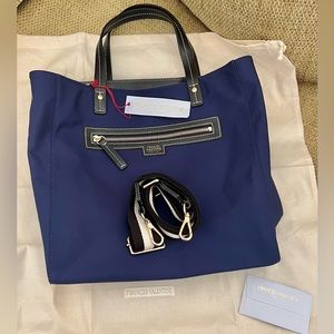 NWT Frances Valentine New York Blue Nylon Top Handle Tote/ Crossbody Bag